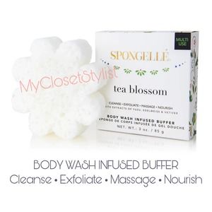 Spongelle Tea Blossom Cleanser Exfoliate Sponge NWT Body Wash Infused Buffer NIB